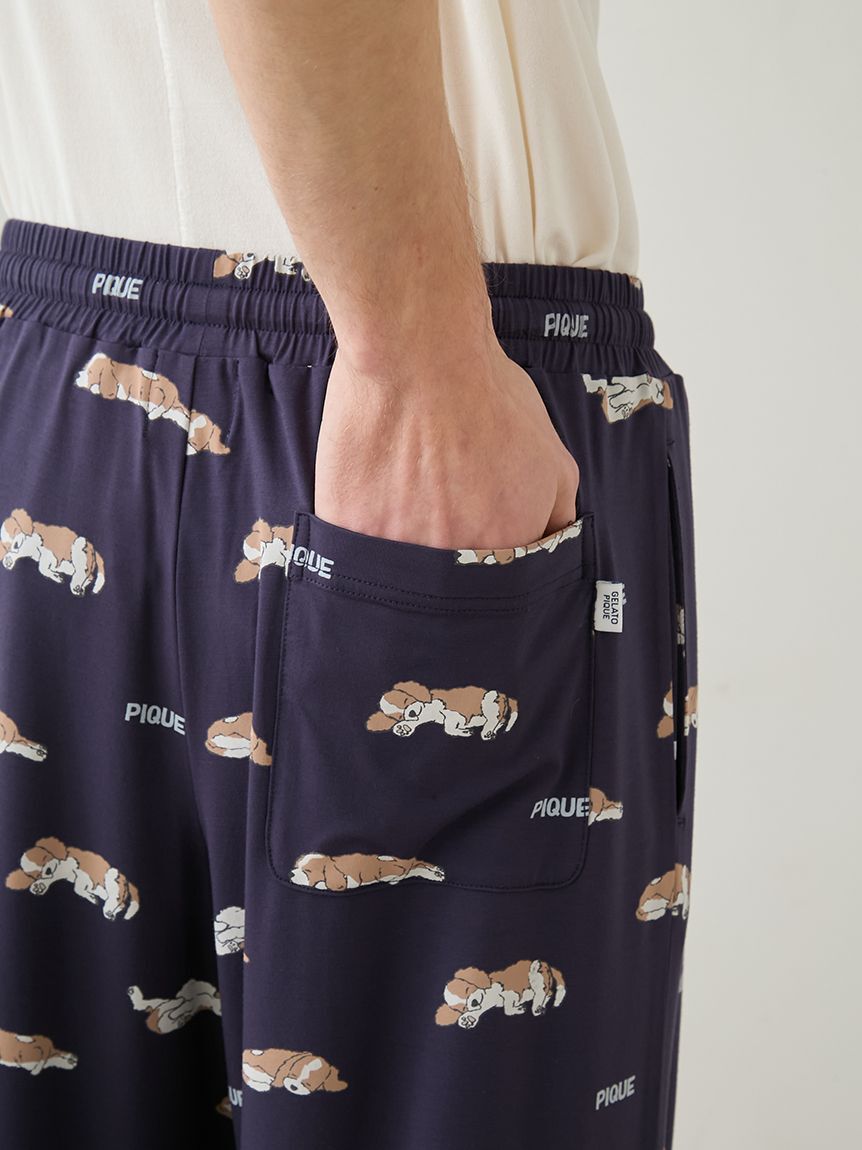 GELATO PIQUE HOMME「【HOMME】レーヨンスリーピングドッグ柄ロングパンツ」|ルームウェア|