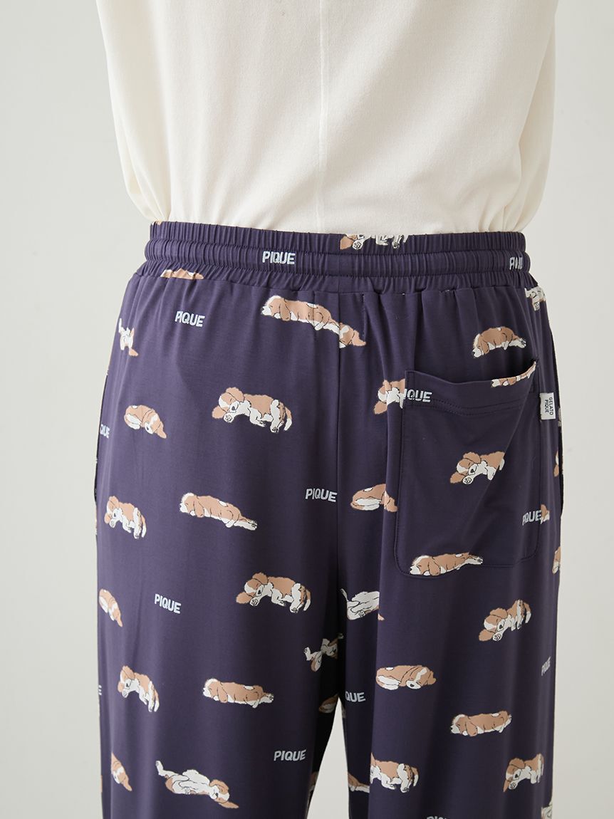 GELATO PIQUE HOMME「【HOMME】レーヨンスリーピングドッグ柄ロングパンツ」|ルームウェア|