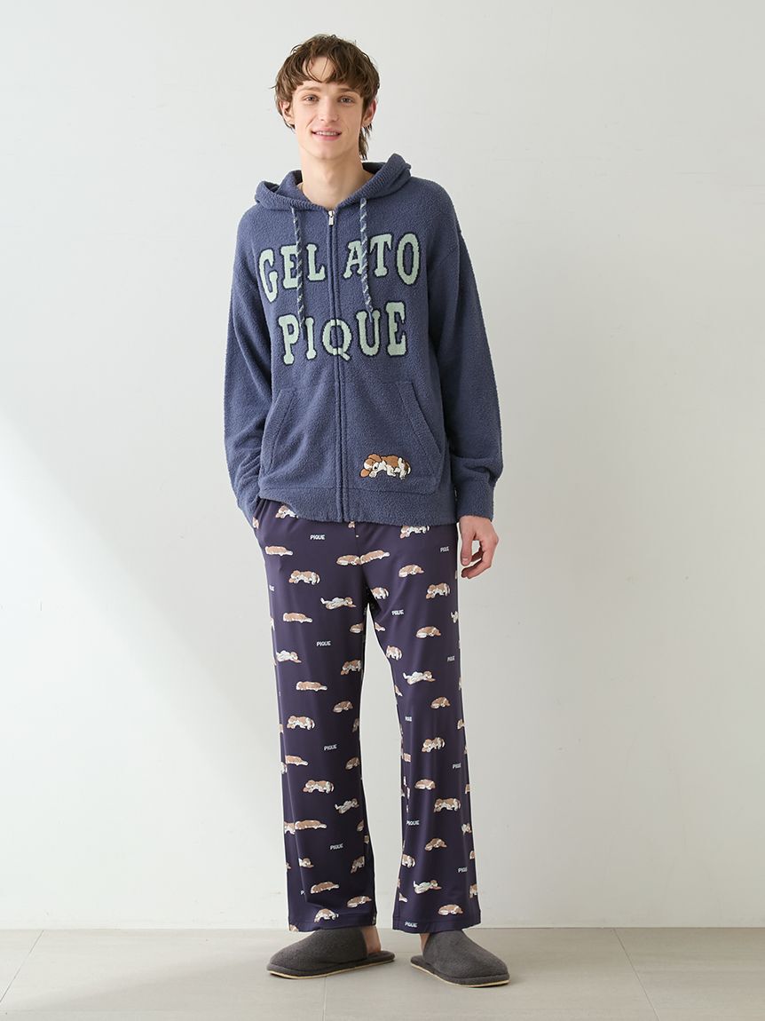 GELATO PIQUE HOMME「【HOMME】レーヨンスリーピングドッグ柄ロングパンツ」|ルームウェア|