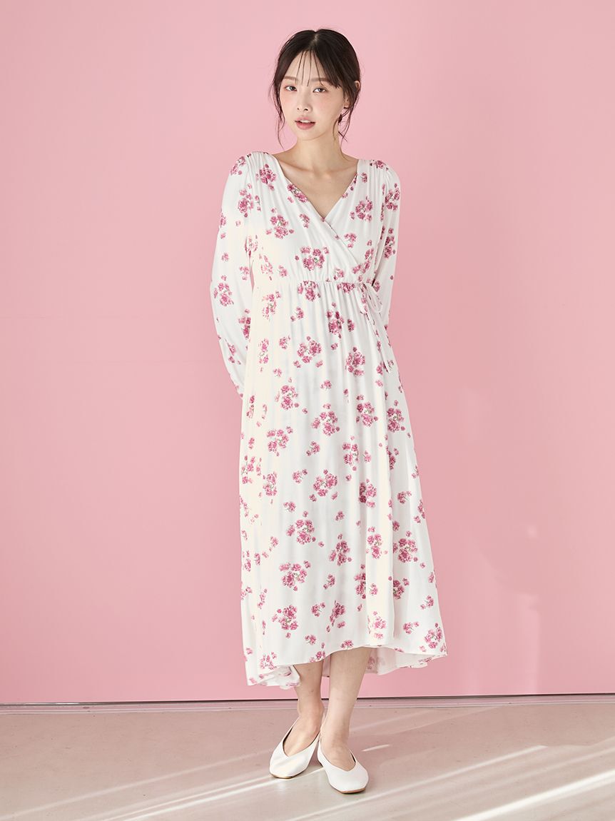 gelato pique「さくら柄カップインカシュクールワンピース」|ルームウェア|