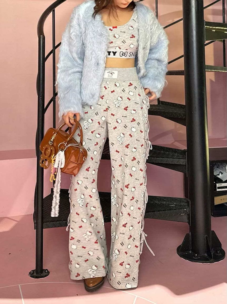 SNIDEL「【HELLO KITTY】レースアップパンツ」|チノ|