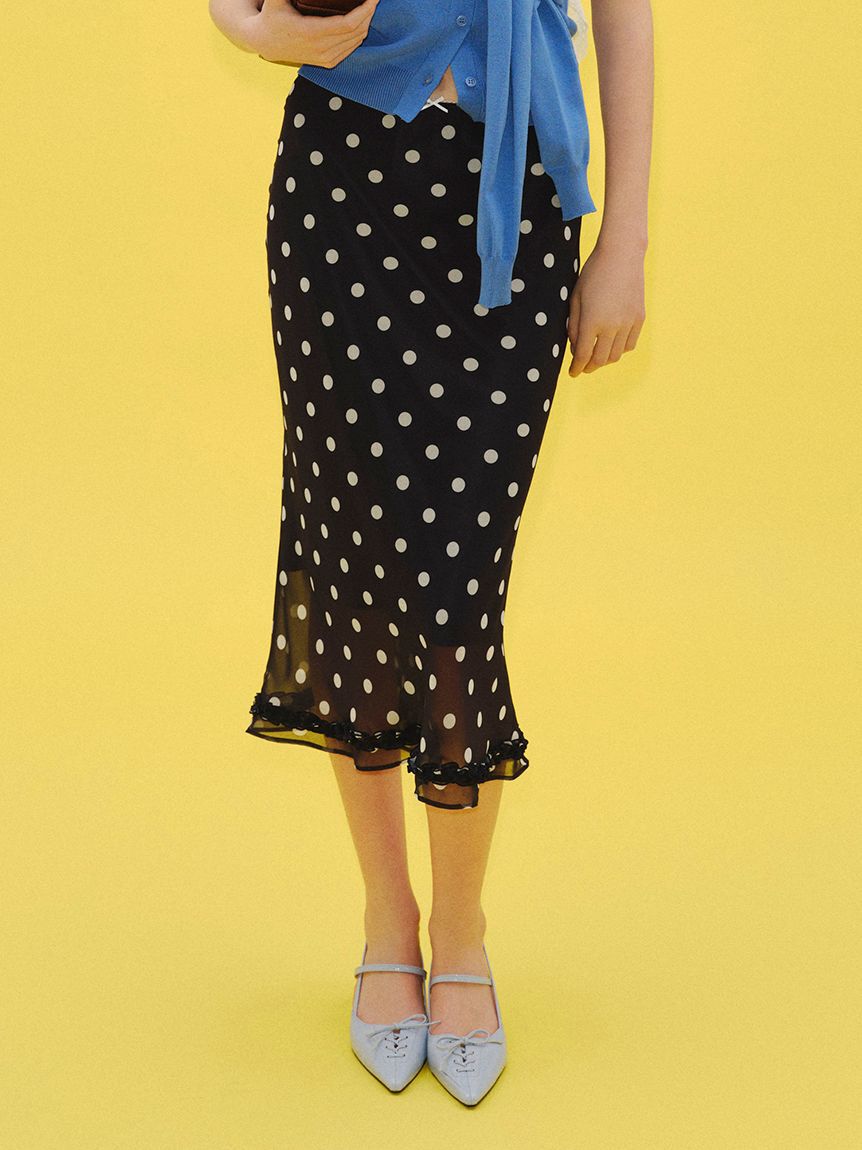 LILY BROWN「プリントシフォンバイアスミディスカート」|スカート|NVY