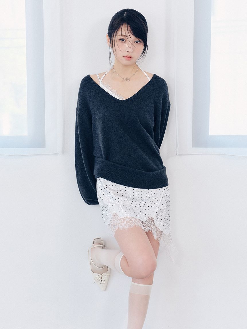 LILY BROWN「【WEB限定カラー】カシミヤブレンドニットセットサテンミニワンピース」|ワンピース|CGRY