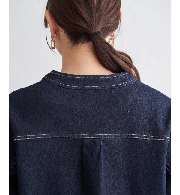 ikka「ストレッチデニムノーカラーシャウター【親子コーデ】」|ブルゾン・スタジャン|