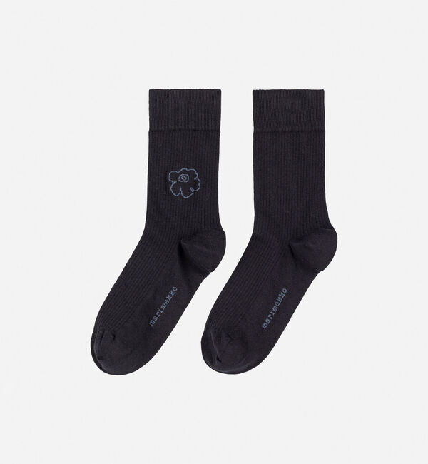 Marimekko「Taipuisa Unikko ソックス」|ソックス|ブラック