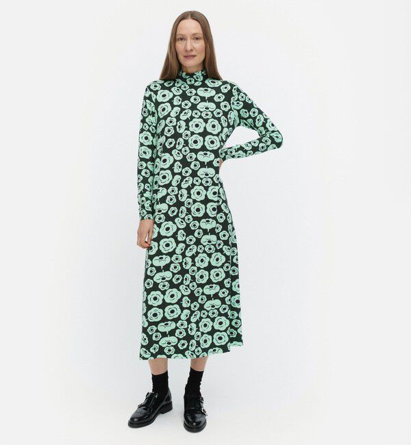 Marimekko「【一部店舗・オンラインストア限定】Cavea Tumma ワンピース」|ワンピース|ﾀﾞｰｸｸﾞﾘｰﾝ&times;ﾀｰｺｲｽﾞ