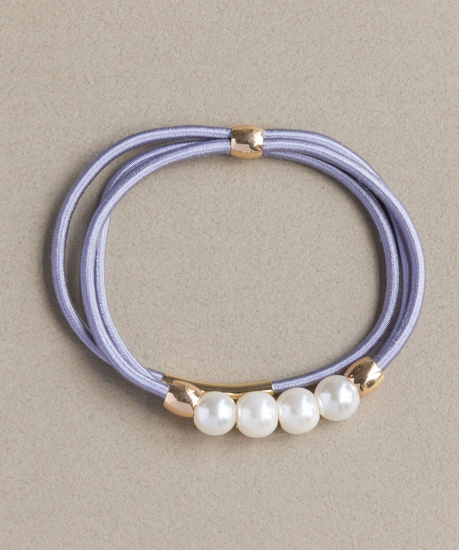 Phoebe「パールラインコンビヘアブレス グレー」|ヘアゴム・シュシュ|