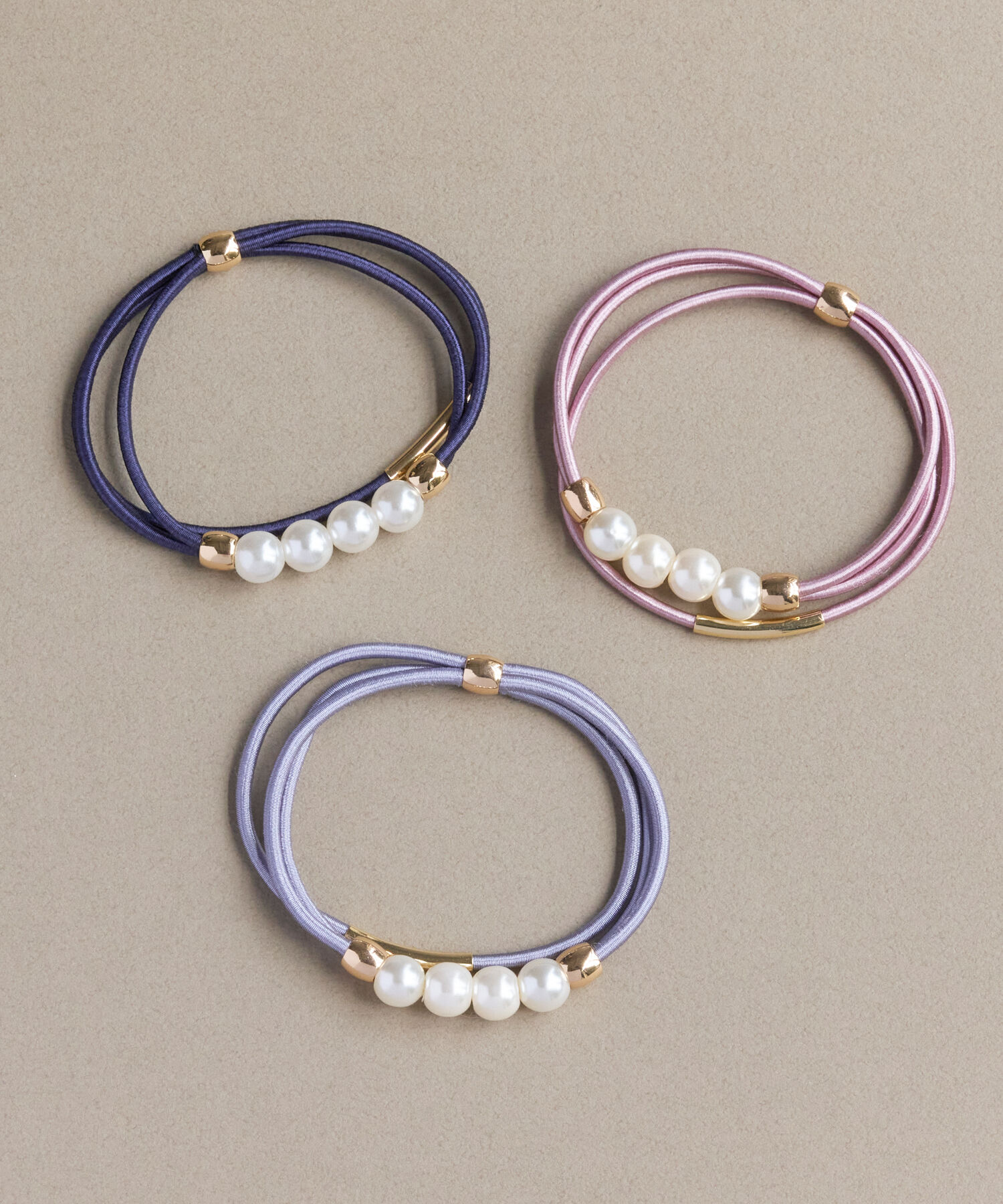 Phoebe「パールラインコンビヘアブレス グレー」|ヘアゴム・シュシュ|