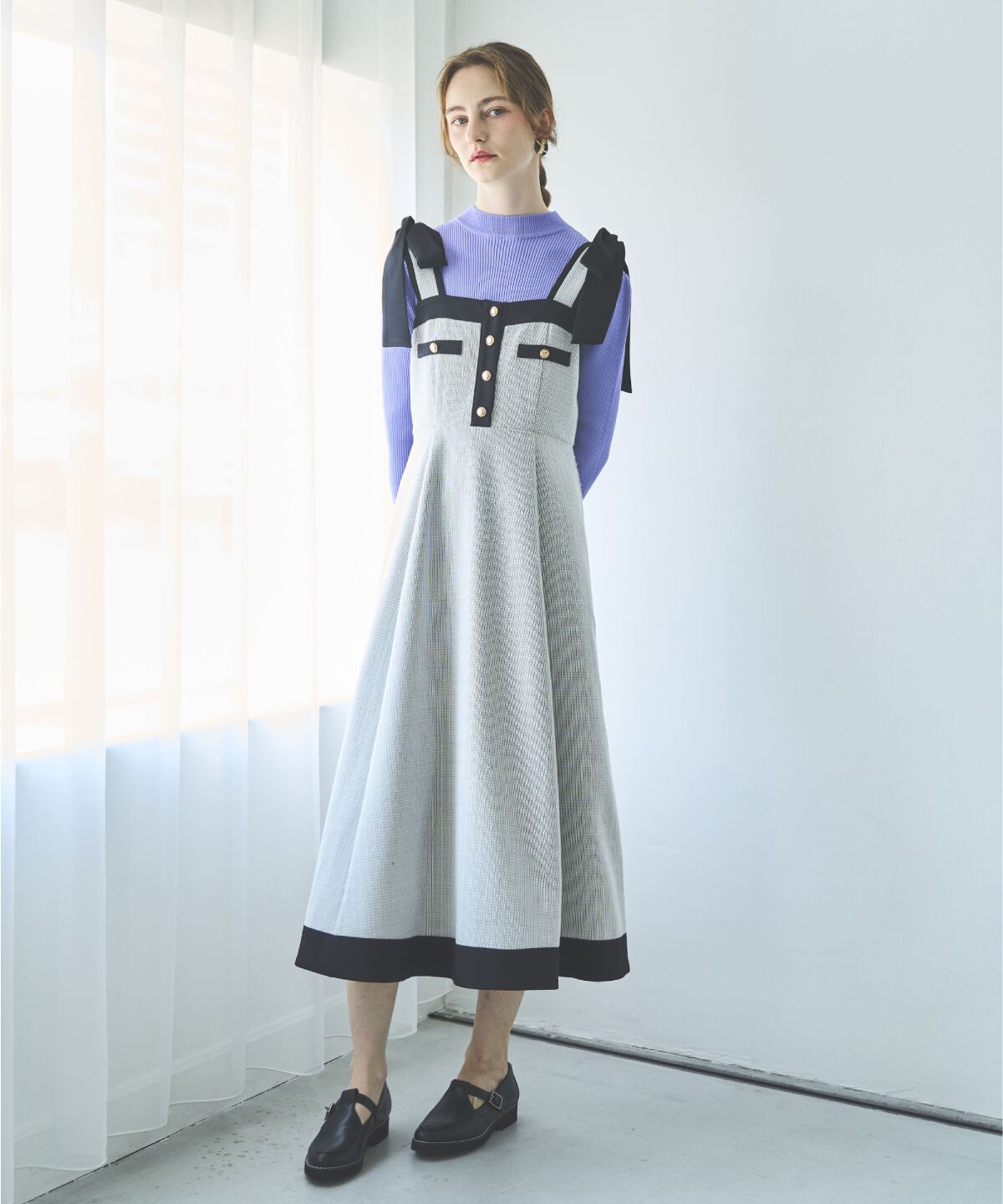 アンドクチュール「ラメツイードジャンスカ」|ジャンパースカート|