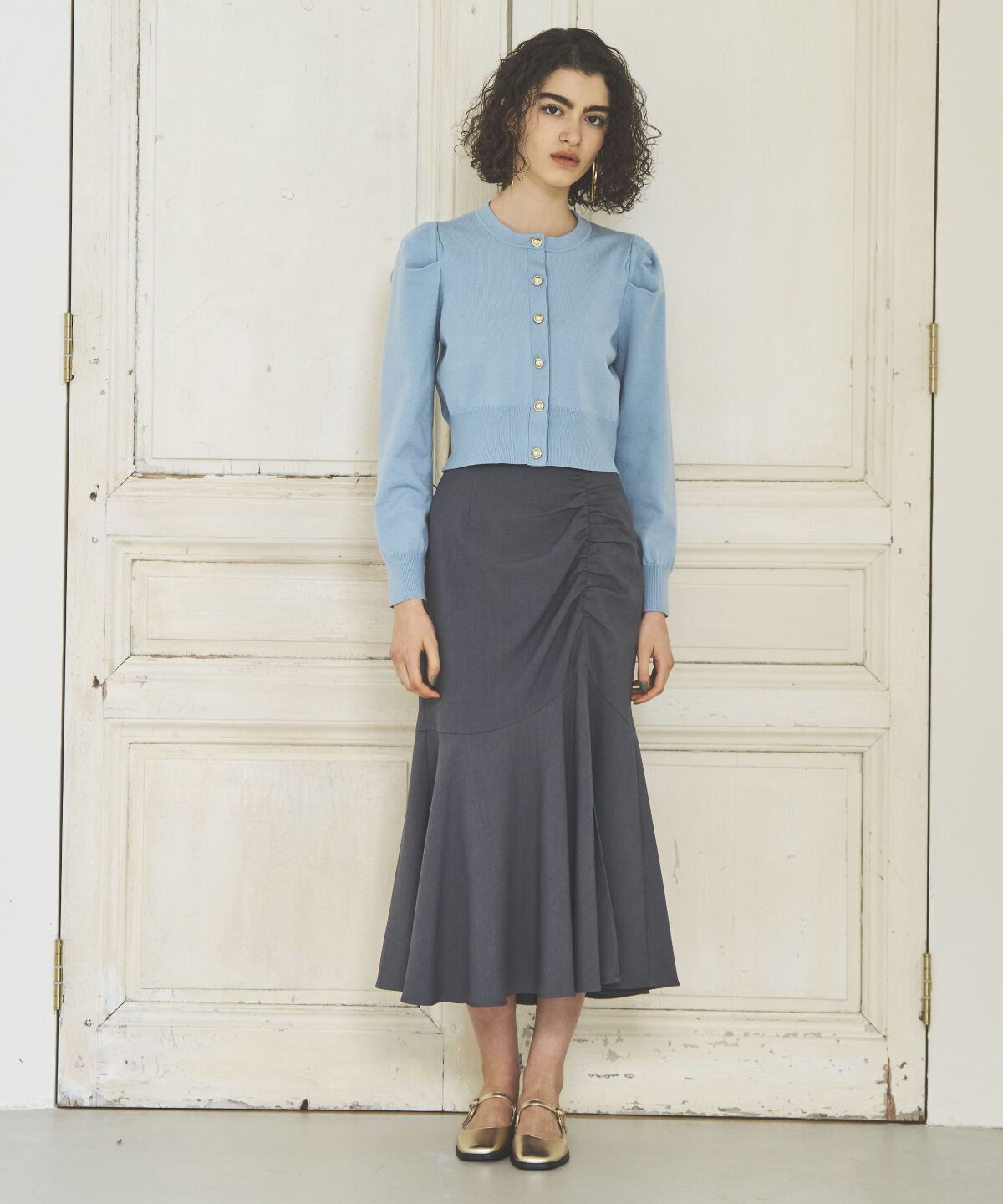 アンドクチュール「アシメギャザーマーメイドスカート」|スカート|