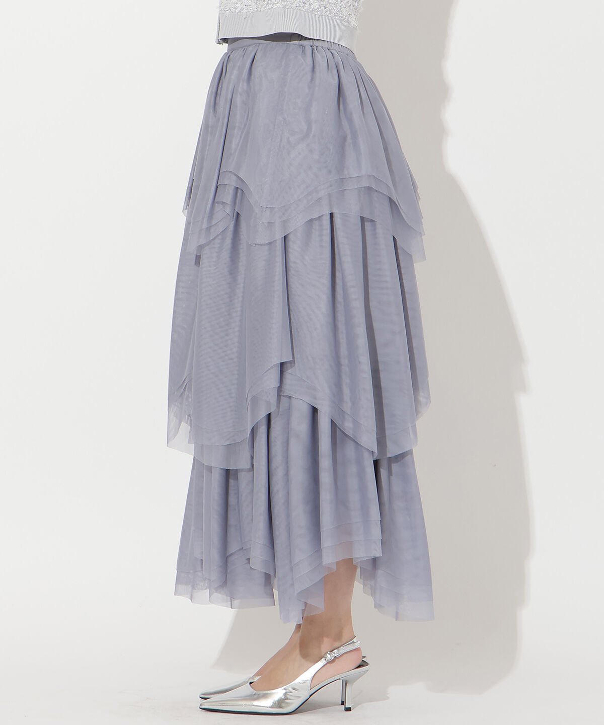 アンドクチュール「チュールティアードスカート」|フレア|