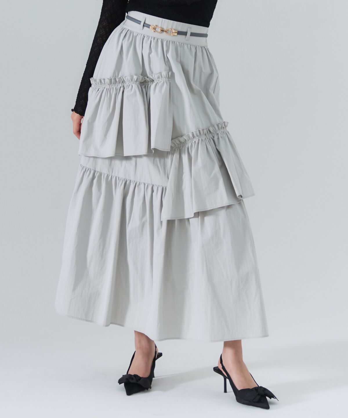 REDYAZEL「アシメティアードボリュームスカート」|フレア|