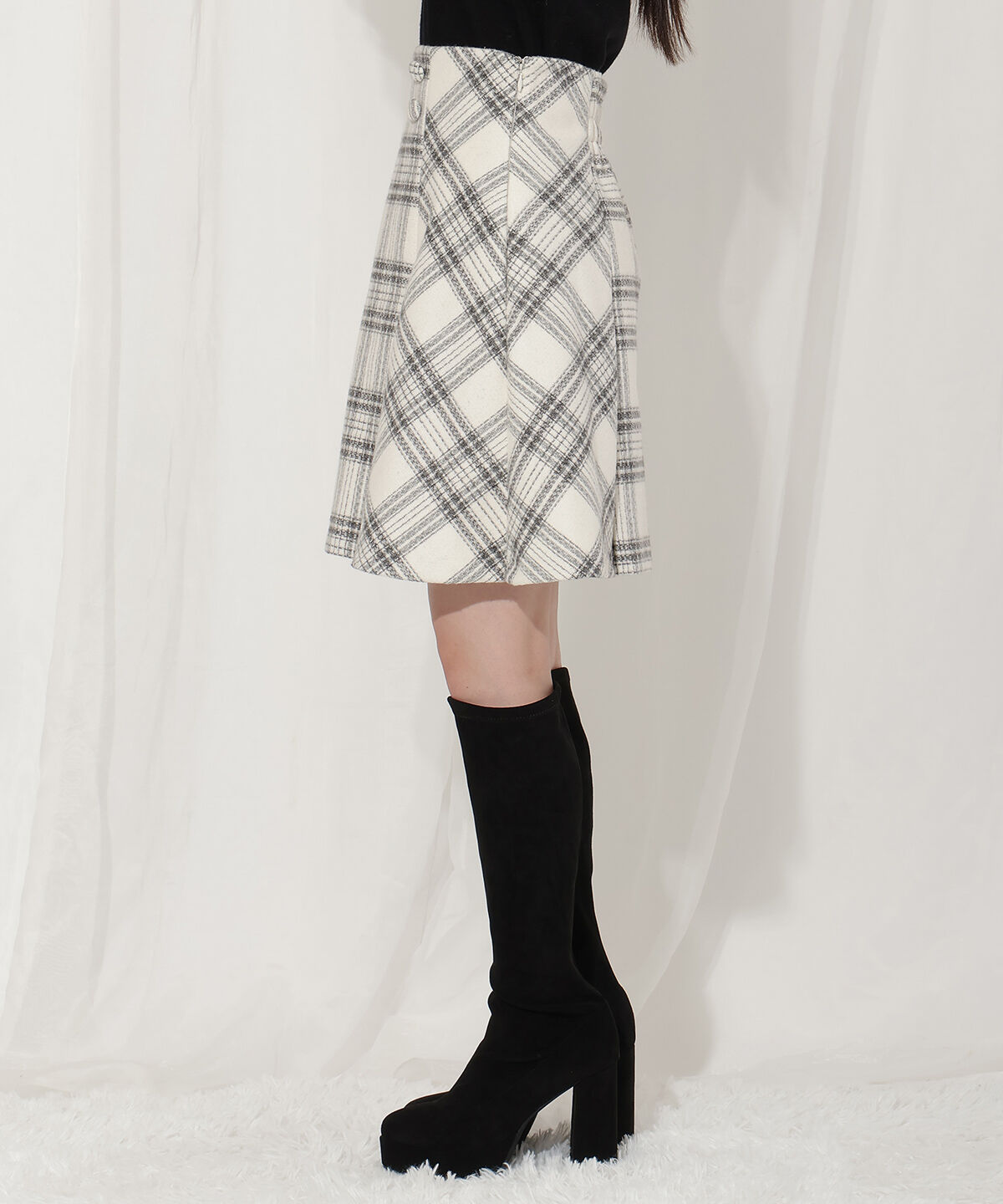 WILLSELECTION「ウールライクチェックスカート」|台形|