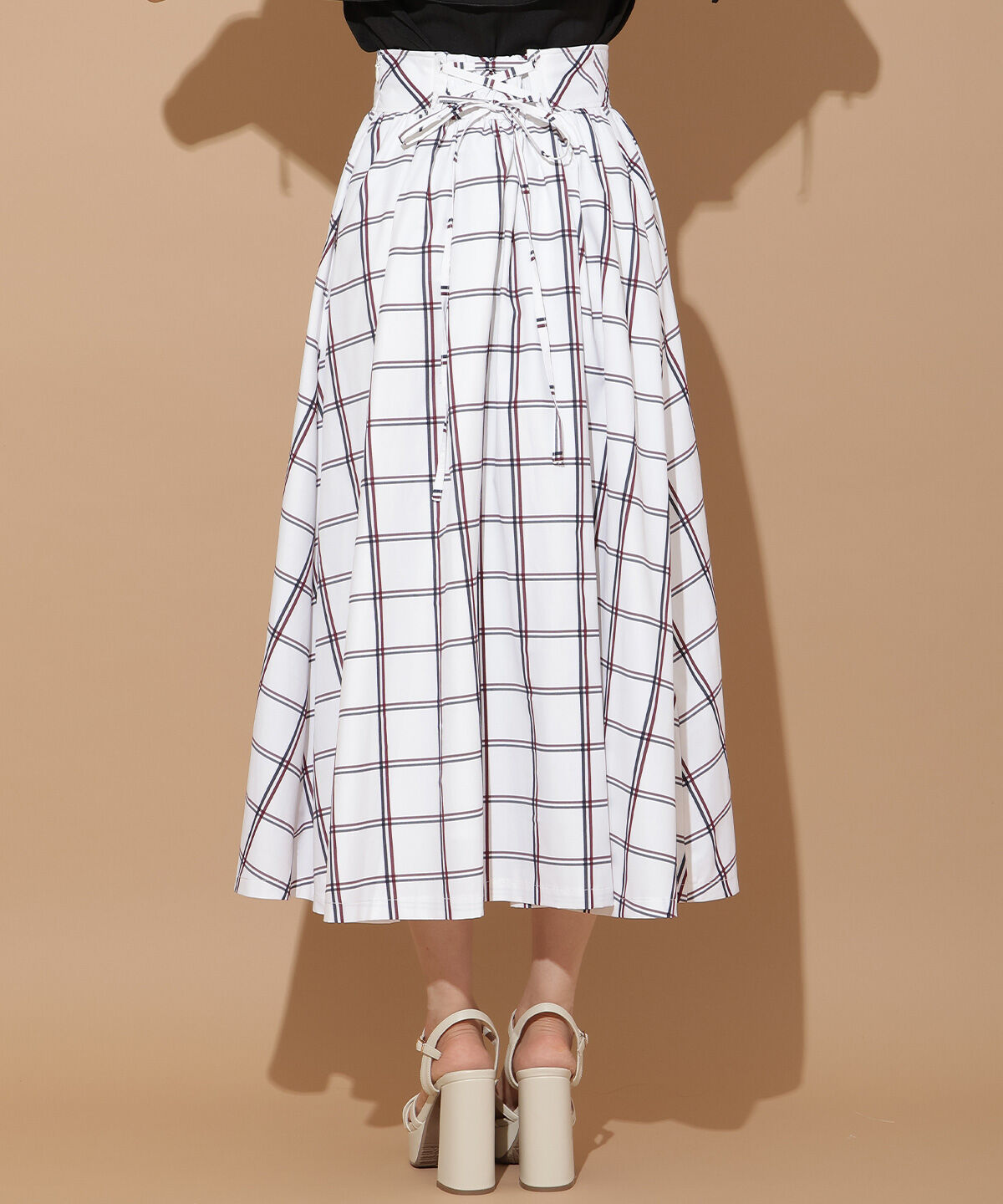 WILLSELECTION「チェック柄タックギャザースカート」|フレア|