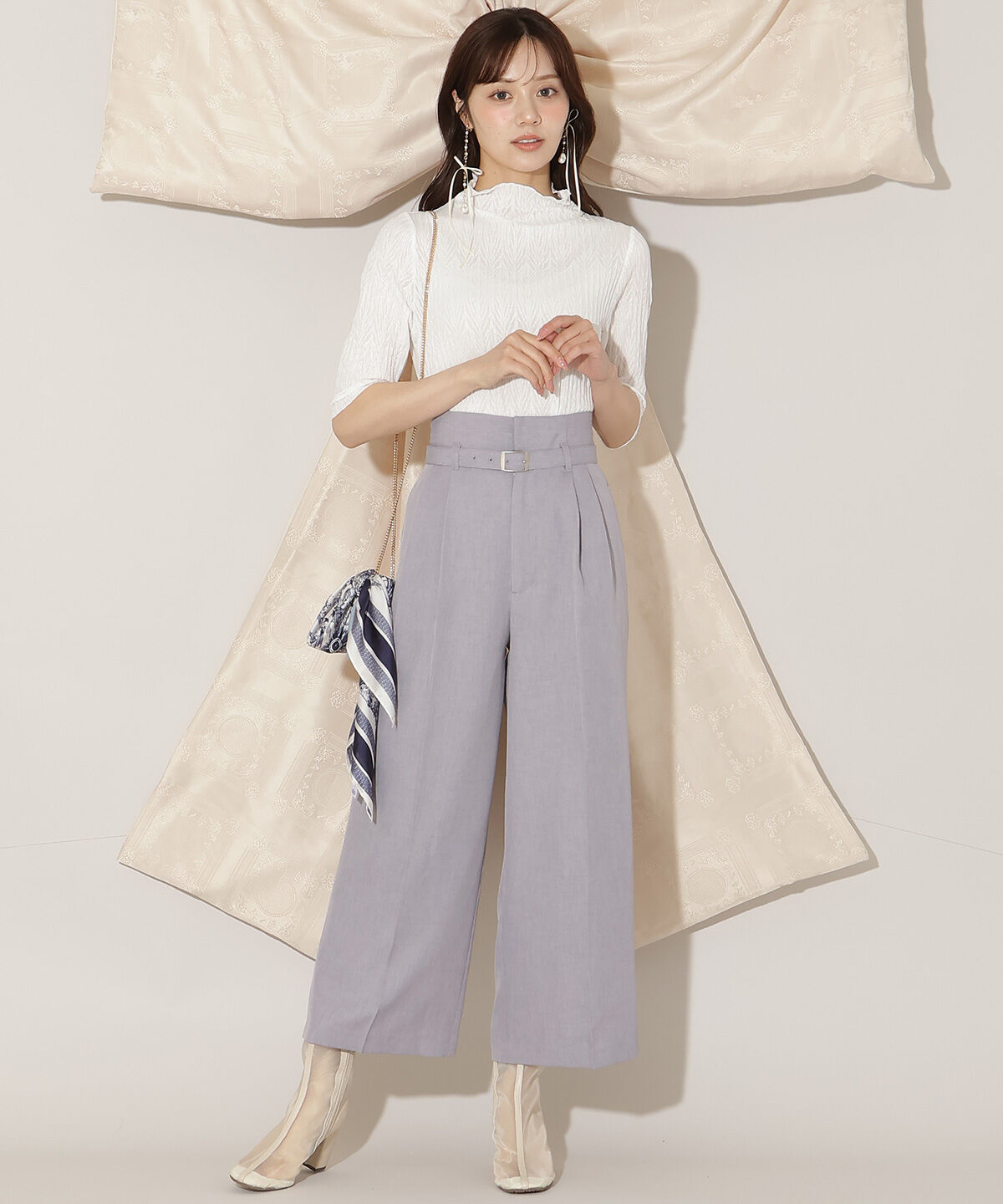 WILLSELECTION「ベルト付きタックワイドパンツ」|その他|ラベンダー