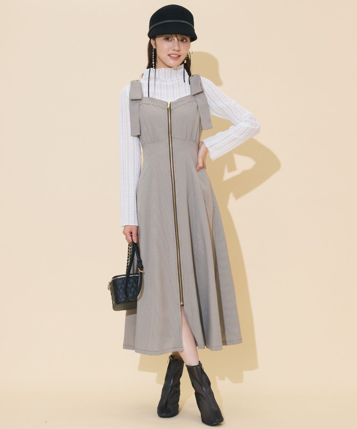 WILLSELECTION「ショルダーリボンフロントZIPワンピース」|ワンピース|