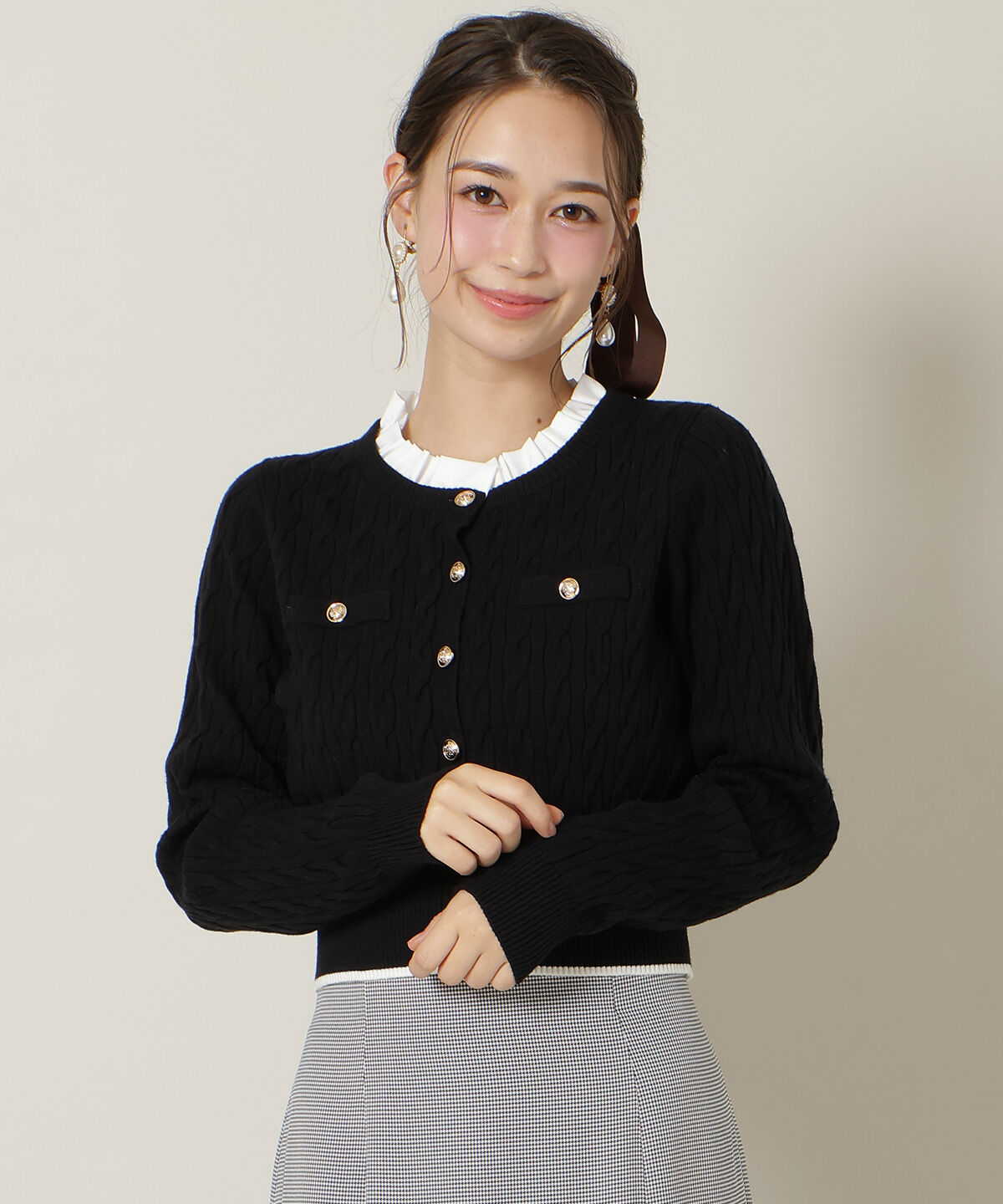 WILLSELECTION「フリルレイヤードケーブルニット」|ニット・セーター|