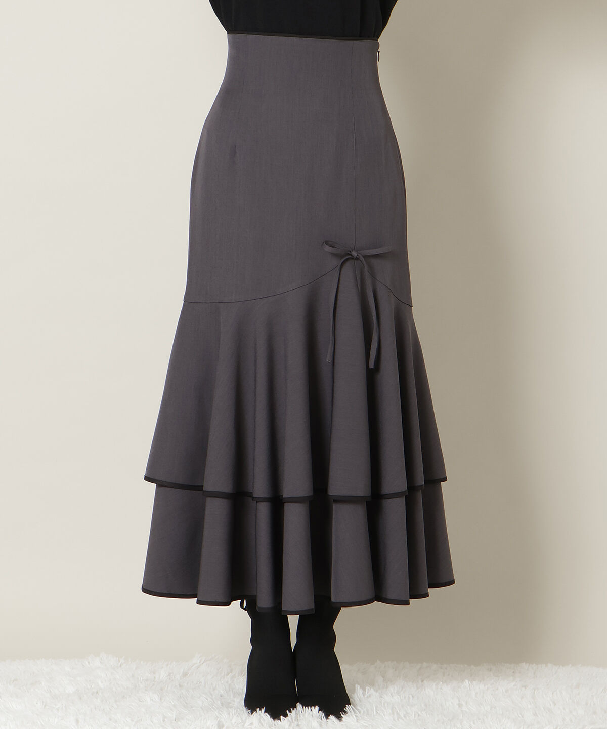 WILLSELECTION「パイピングヘムティアードスカート」|フレア|