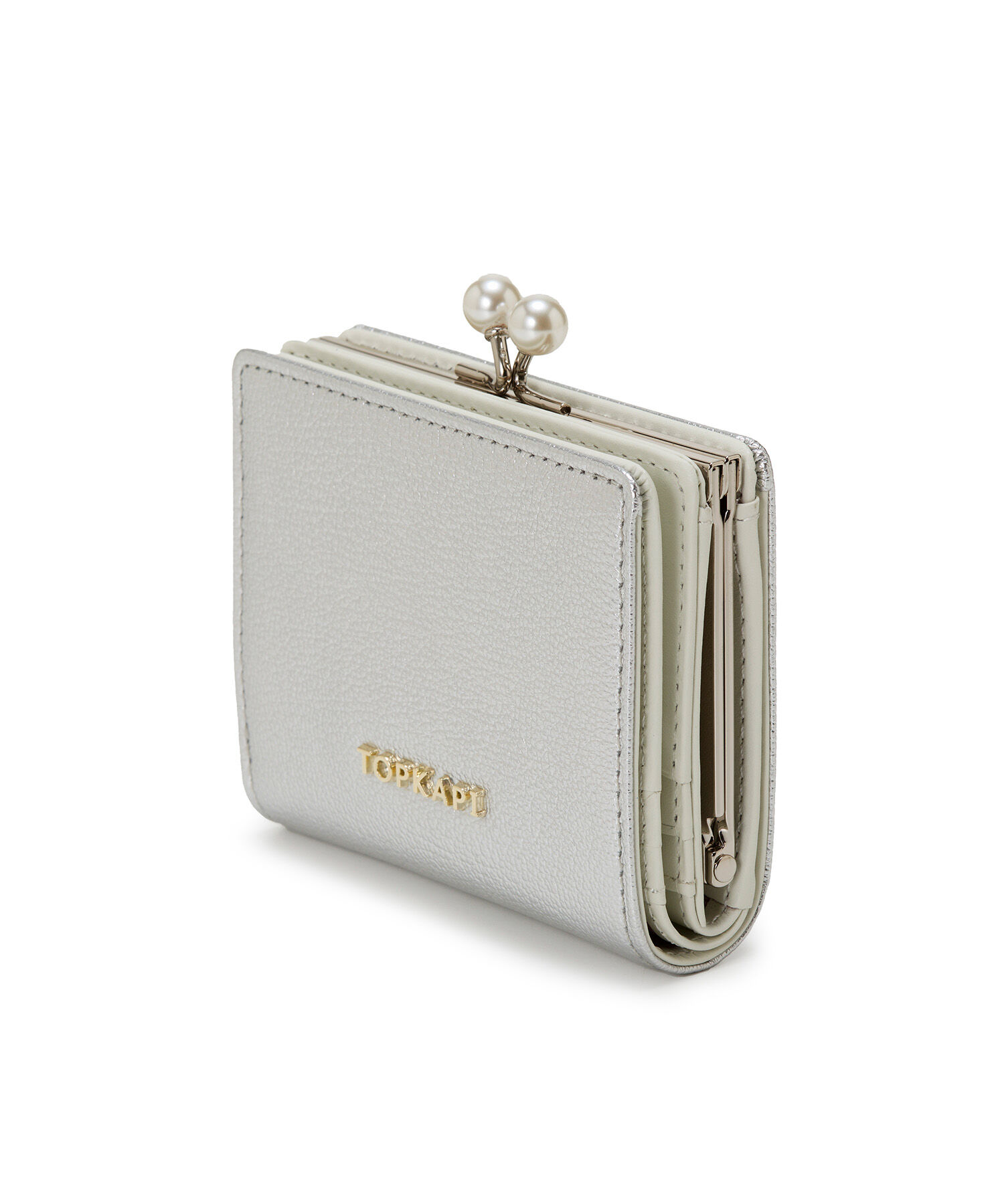 TOPKAPI 「【TOPKAPI】シュリンクレザー パール がま口 二つ折り 財布」|財布|
