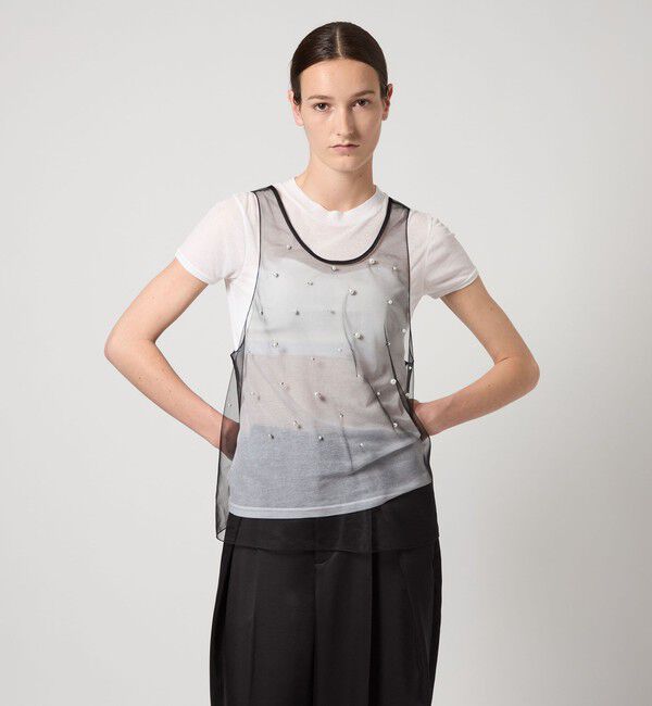 AEWEN MATOPH「＜AEWEN MATOPH＞チュール イミテーションパール ノースリーブブラウス」|シャツ・ブラウス|