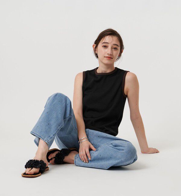 UNITED ARROWS「リブバイカラーパイピング ノースリーブカットソー」|Tシャツ・カットソー|