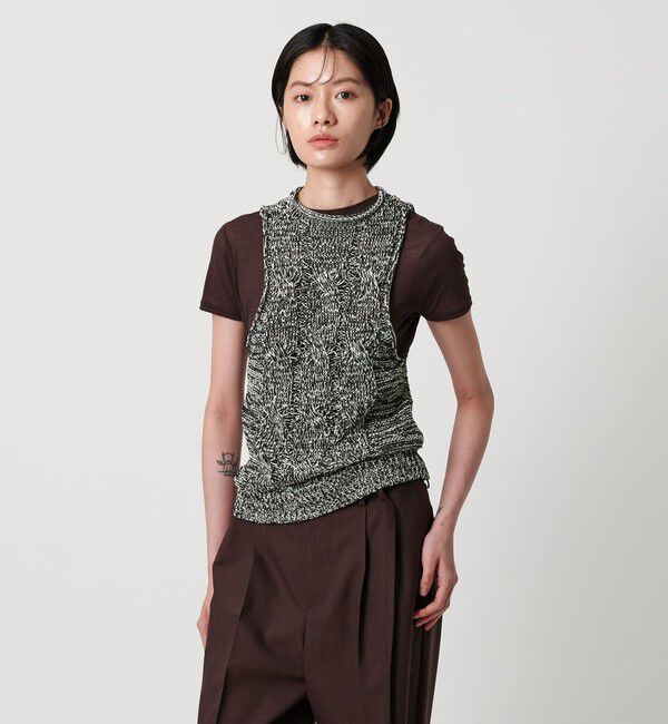 AEWEN MATOPH「＜AEWEN MATOPH＞ミックスヤーンケーブルノースリーブニット ‐ ウォッシャブル ‐」|ベスト・ジレ|