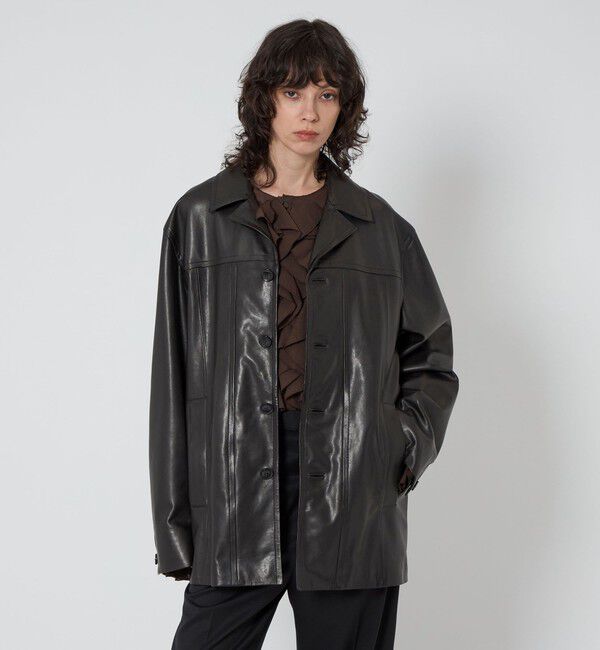 ASTRAET「＜ASTRAET＞ラムレザー 4ボタン カバーオール UNISEX」|ブルゾン・スタジャン|