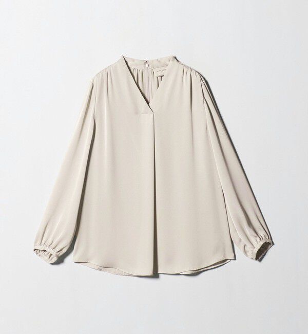 UNITED ARROWS「バック サテン Vネック ロングスリーブ ブラウス ‐ウォッシャブル‐」|シャツ・ブラウス|