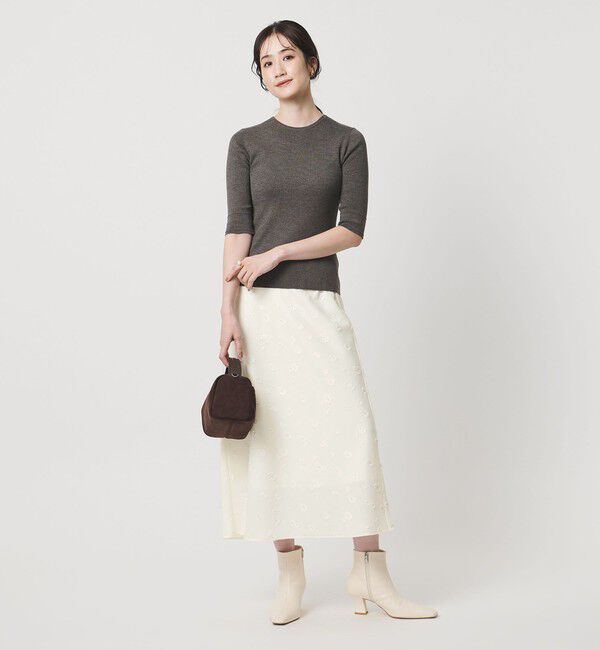 UNITED ARROWS「サテン フラワー ジャガード ロングスカート」|フレア|