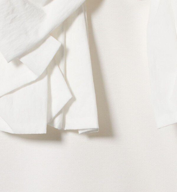 UNITED ARROWS「リボン コンビ パフスリーブ カットソー ‐ウォッシャブル‐」|Tシャツ・カットソー|