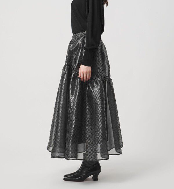 UNITED ARROWS「スケルトン シャイン ジャガード スカート ‐ウォッシャブル‐」|フレア|