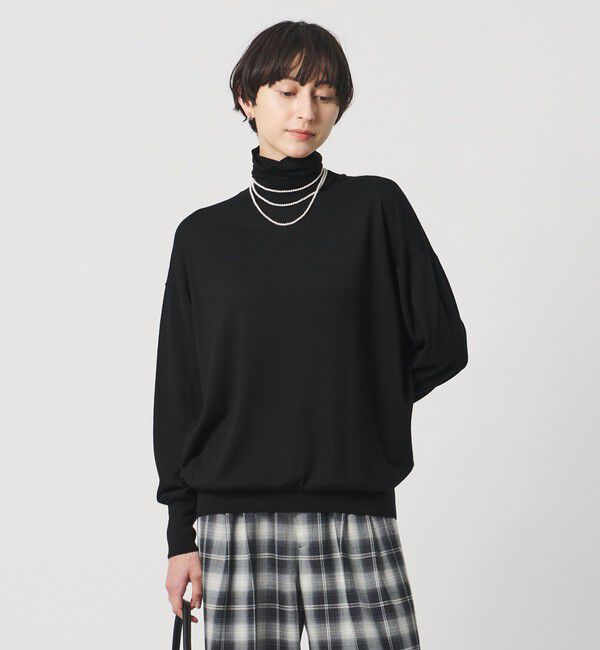 UNITED ARROWS「18G ウール タートルネック ニット ‐ウォッシャブル‐」|ニット・セーター|BLACK