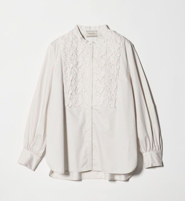 UNITED ARROWS「サテン エンブロイダリーフラワー シャツ ブラウス」|シャツ・ブラウス|NATURAL