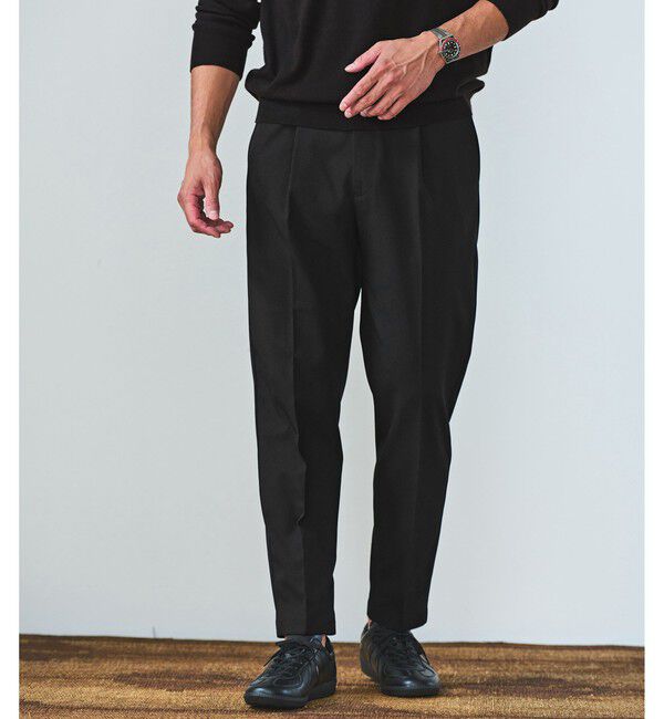 UNITED ARROWS green label relaxing「【WEB限定】JUST fit ウールライク 1プリーツ イージースラックス パンツ -ストレッチ-」|チノ|BLACK