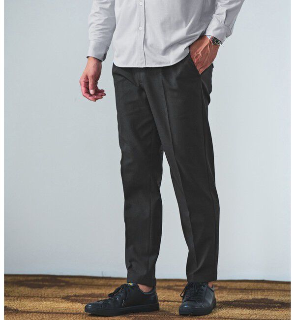 UNITED ARROWS green label relaxing「【WEB限定】JUST fit ウールライク 1プリーツ イージースラックス パンツ -ストレッチ-」|チノ|DK.GRAY