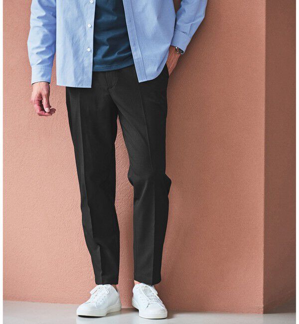 UNITED ARROWS green label relaxing「【WEB限定】JUST fit ウールライク 1プリーツ イージースラックス パンツ -ストレッチ-」|チノ|NAVY