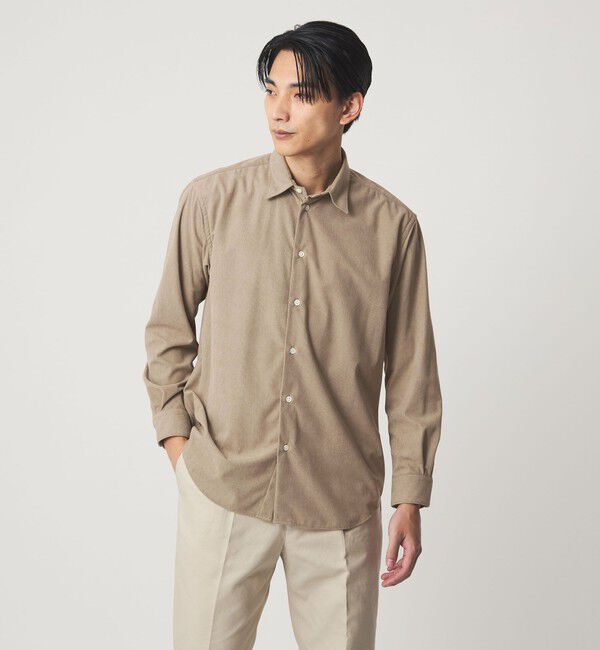UNITED ARROWS green label relaxing「DC ポリエステル コーデュロイ オーバー シャツ」|シャツ・ブラウス|BEIGE