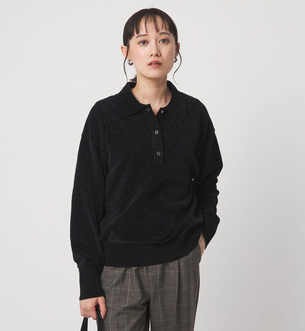 UNITED ARROWS green label relaxing「モールヤーン ポロニット プルオーバー ウォッシャブル」|ニット・セーター|BLACK