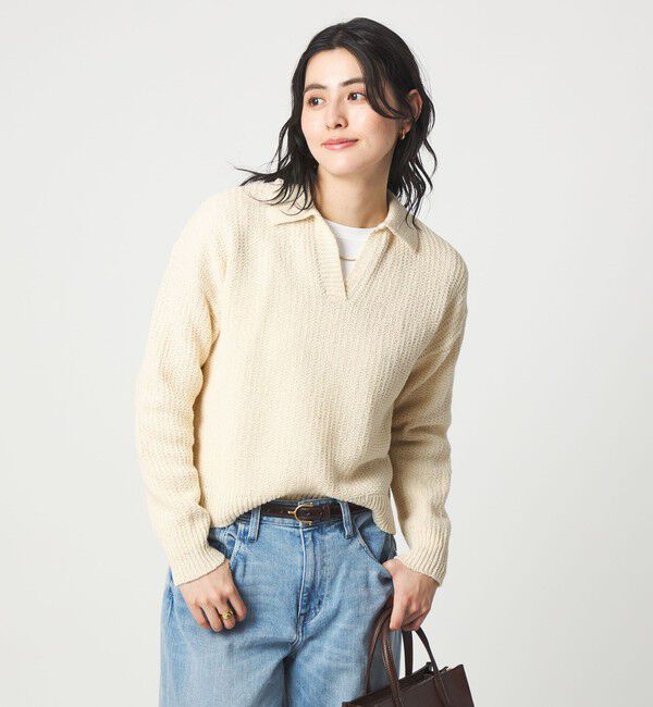 UNITED ARROWS green label relaxing「テープヤーン スキッパー プルオーバー ニット ウォッシャブル」|ニット・セーター|