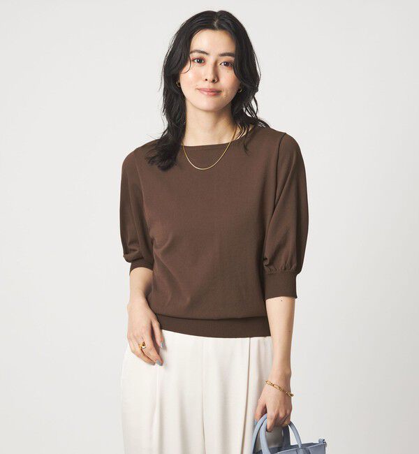 UNITED ARROWS green label relaxing「HIYOKE フォルム スリーブ プルオーバー ニット」|ニット・セーター|DK.BROWN