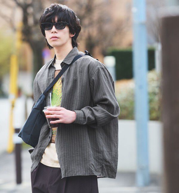 UNITED ARROWS green label relaxing「フィブリル ストライプ柄 長袖 ボックス シャツ」|シャツ・ブラウス|MD.GRAY