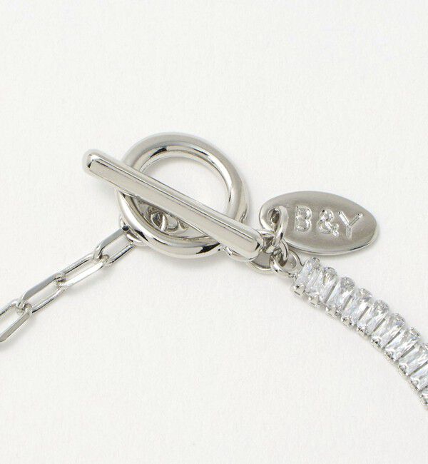 BEAUTY&YOUTH UNITED ARROWS「スクエア ビジュー&times;チェーン ブレスレット」|ブレスレット・バングル|