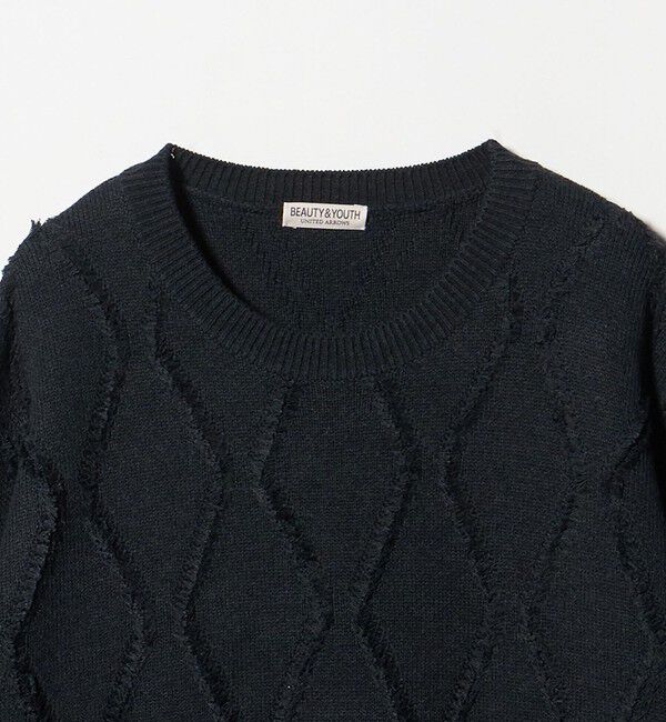 BEAUTY&YOUTH UNITED ARROWS「フリンジ パターン クルーネック ニット」|ニット・セーター|