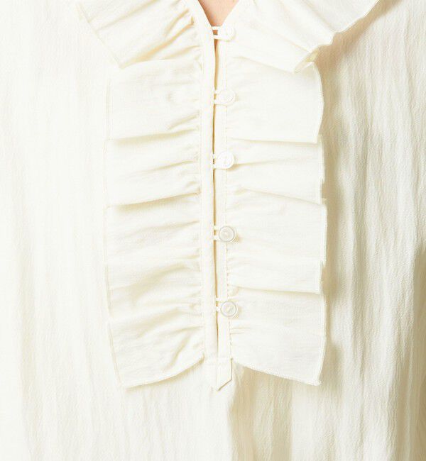 BEAUTY&YOUTH UNITED ARROWS「【WEB限定 Wardrobe DAILY MINIMAL】フリル Vネックブラウス ウォッシャブル」|シャツ・ブラウス|