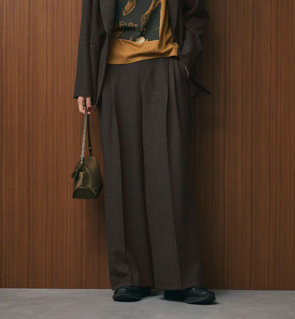 BEAUTY&YOUTH UNITED ARROWS「【WEB限定 Wardrobe DAILY MINIMAL】ウールライクメランジ ワイドパンツ ウォッシャブル」|スラックス|