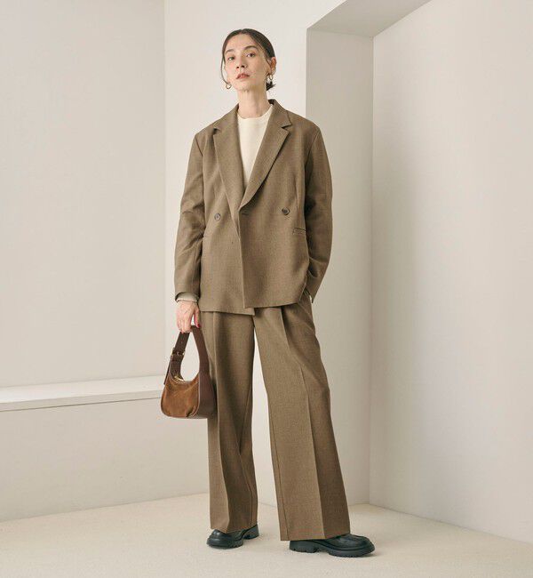 BEAUTY&YOUTH UNITED ARROWS「【WEB限定 Wardrobe DAILY MINIMAL】ウールライクメランジ ワイドパンツ ウォッシャブル」|スラックス|