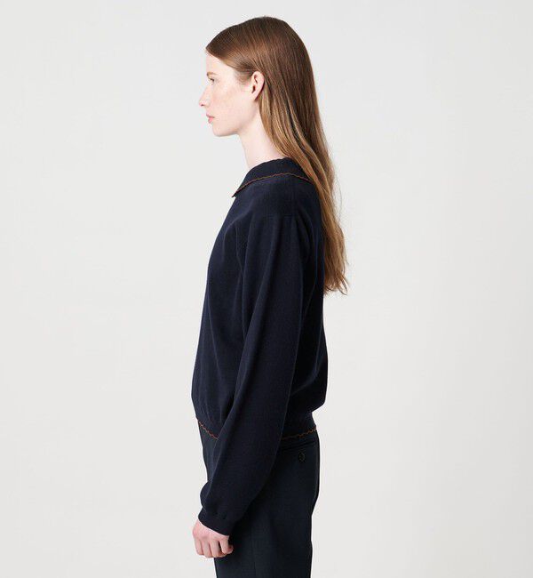 STEVEN ALAN「＜Steven Alan＞コットンカシミヤ ラッフル ポロニット」|ニット・セーター|