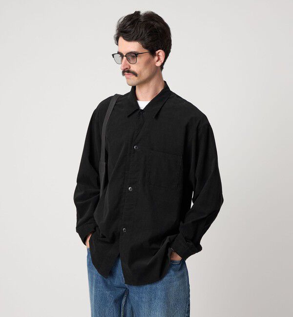 STEVEN ALAN「＜Steven Alan＞ マイクロ コーデュロイ オープンカラー オーバー シャツ」|シャツ・ブラウス|BLACK