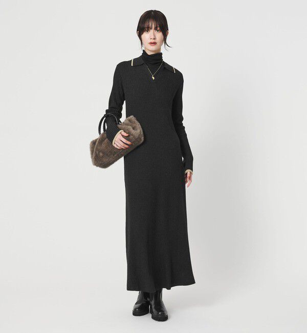 BEAUTY&YOUTH UNITED ARROWS「ウールポリエステルブレンド メランジ リブニットワンピース」|ワンピース|