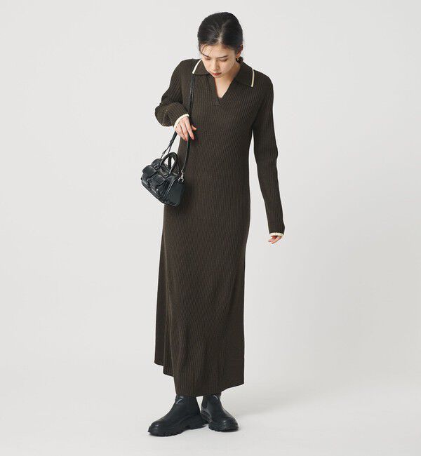 BEAUTY&YOUTH UNITED ARROWS「ウールポリエステルブレンド メランジ リブニットワンピース」|ワンピース|